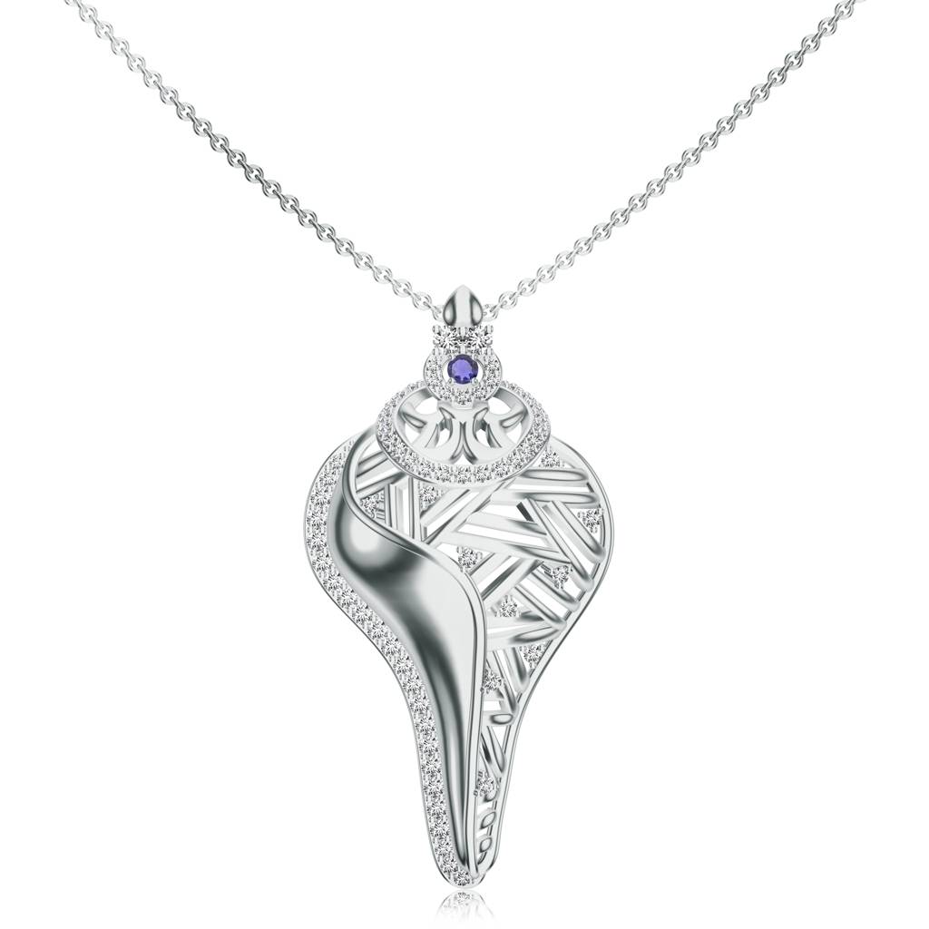 925 Sterling Silver Iolite And Moissanite Shell Designed Pendant Jewelry : SILMBP002_S