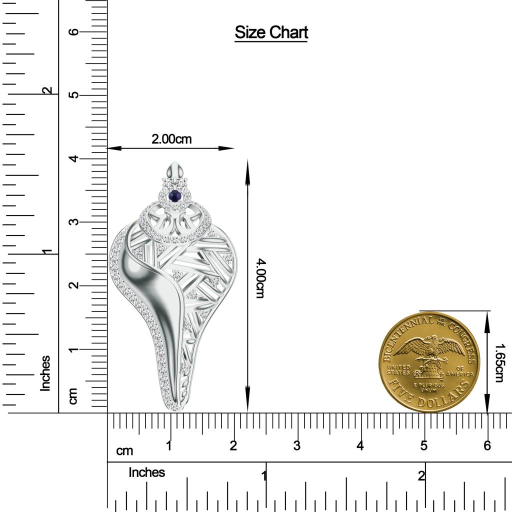 925 Sterling Silver Iolite And Moissanite Shell Designed Pendant Jewelry : SILMBP002_S