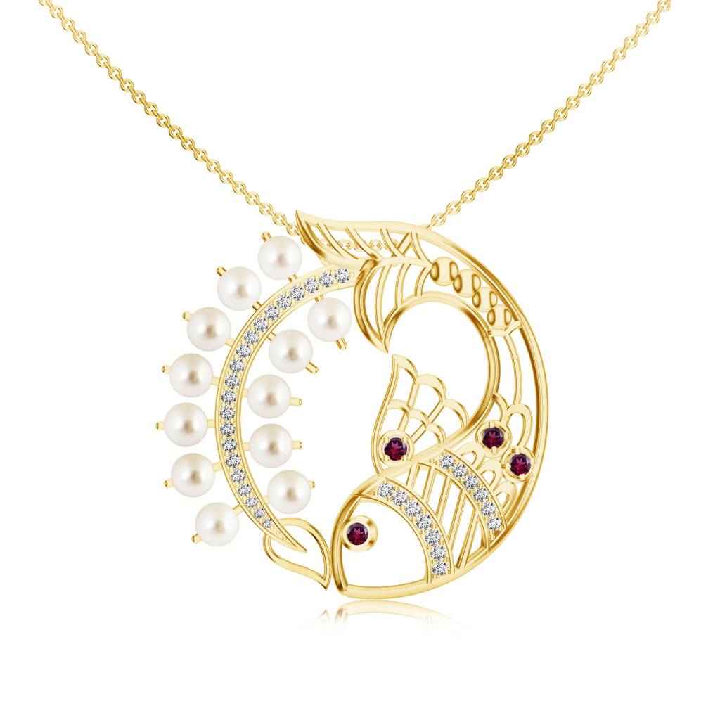 925 Sterling Silver Micron Plated Plated Pearl And Rhodolite Garnet Fish Pendant Jewelry For Women : SILMBP003_G