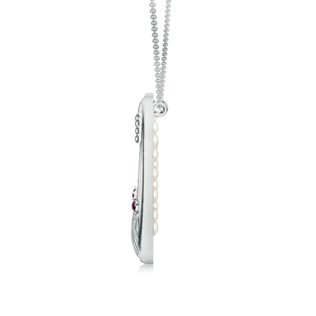 925 Sterling Silver Pearl And Rhodolite Garnet Fish Pendant Jewelry For Women : SILMBP003_S