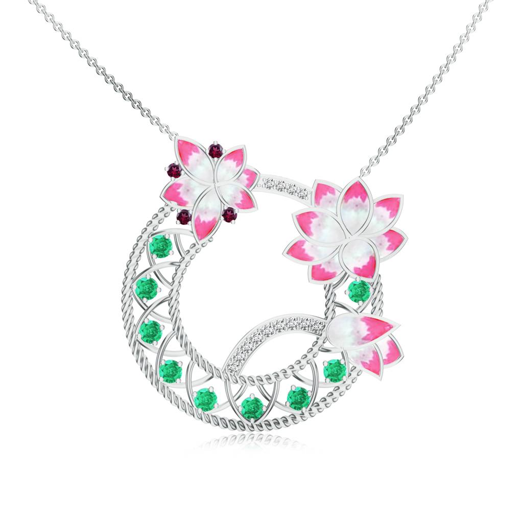 Sterling Silver Rhodolite Garnet and Diamond Necklace Sterling Silver Rhodolite Garnet and Diamond Necklace