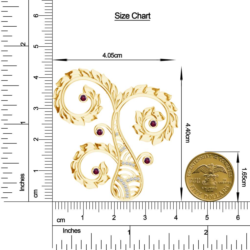 925 Sterling Silver Micron Plated Plated Rhodolite Garnet & Moissanite Artisan Tree Designed Pendant Jewelry F : SILMBP007_G