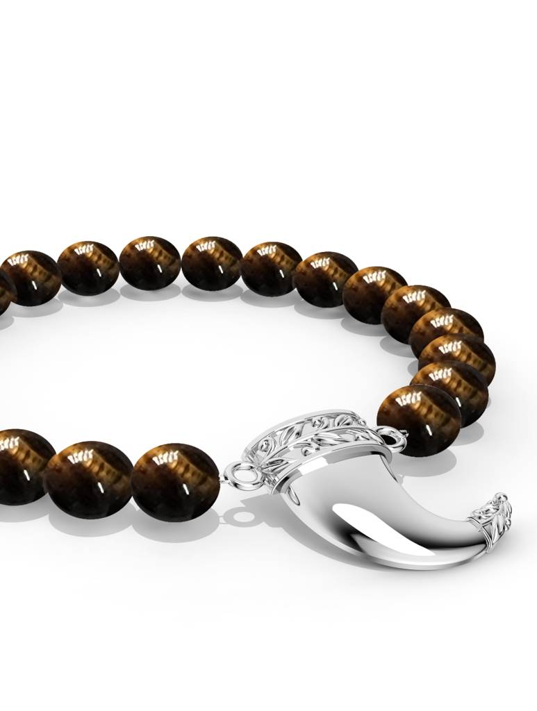 925 Sterling Silver Feroscious Tiger Bracelet Bracelet For Men : SILMENBR009