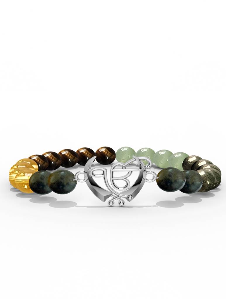 925 Sterling Silver Ik Omkar Money Magnet Bracelet For Men : SILMENBR012