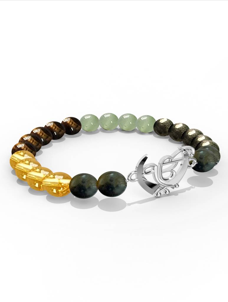925 Sterling Silver Ik Omkar Money Magnet Bracelet For Men : SILMENBR012