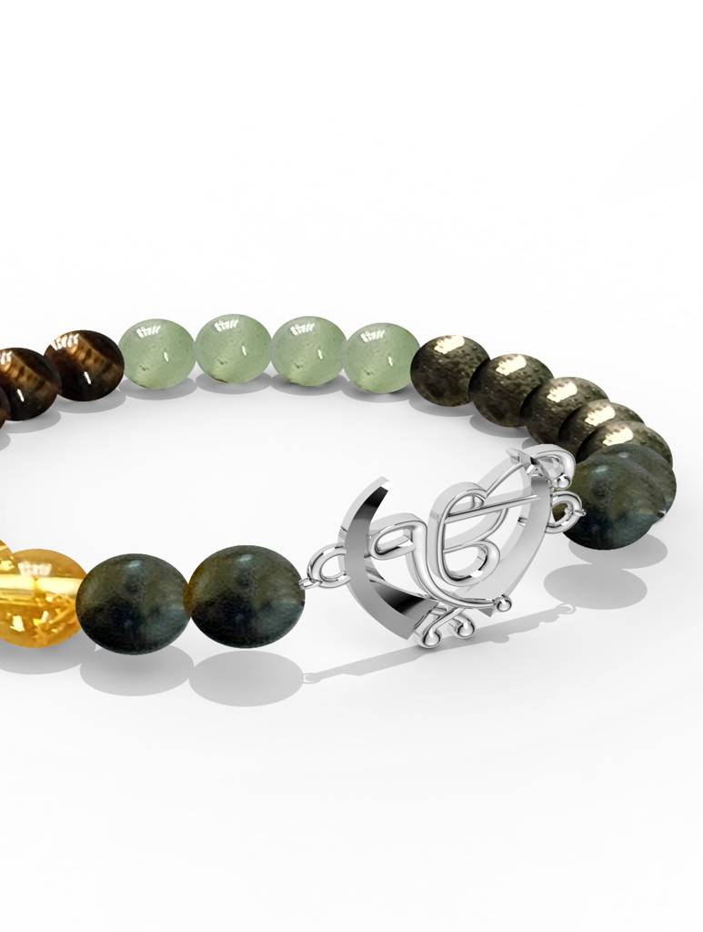 925 Sterling Silver Ik Omkar Money Magnet Bracelet For Men : SILMENBR012