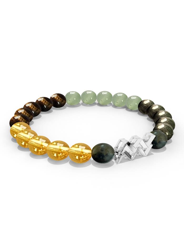 925 Sterling Silver Aquarius Money Magnet Bracelet For Men : SILMENBR017