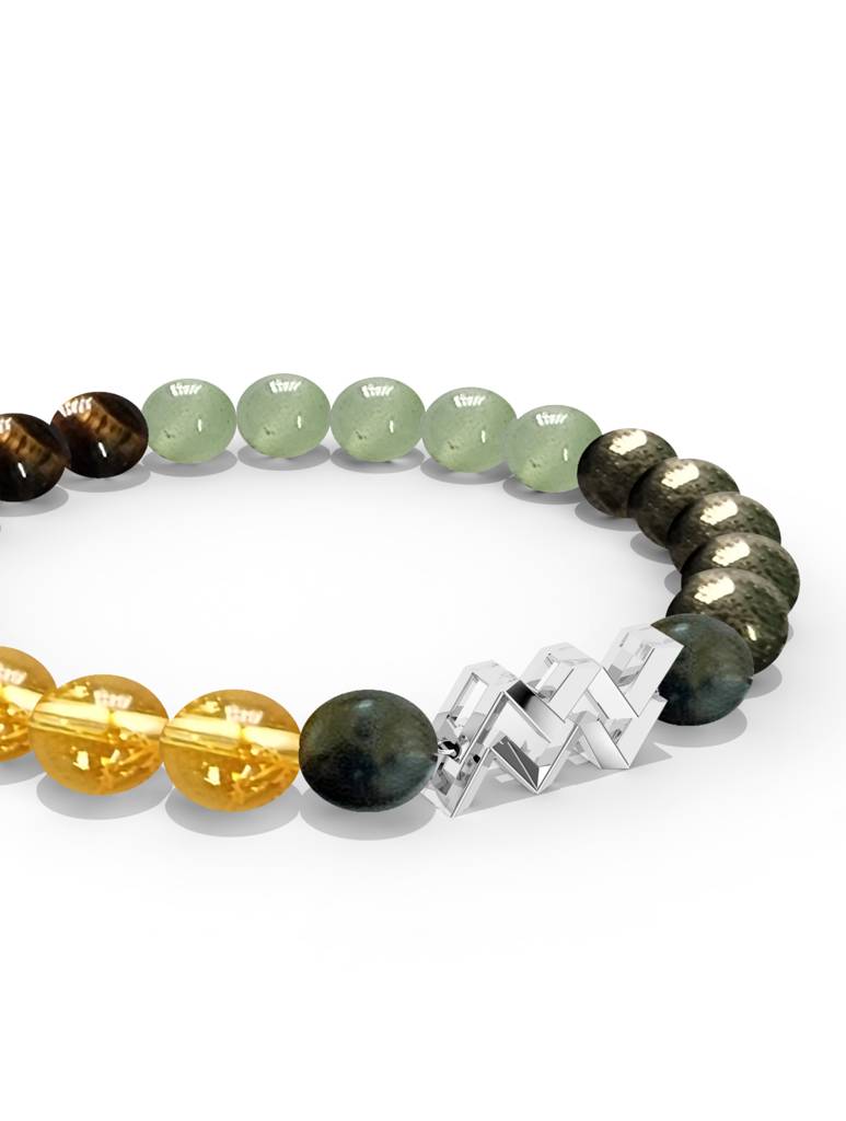 925 Sterling Silver Aquarius Money Magnet Bracelet For Men : SILMENBR017