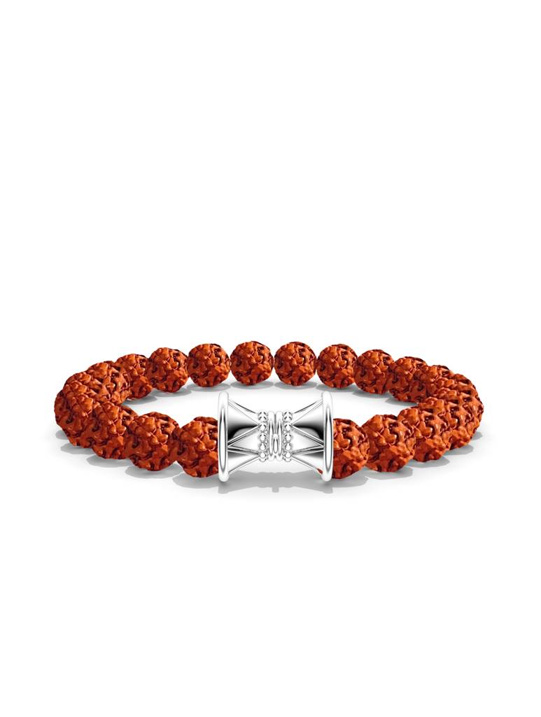925 Sterling Silver Shiv Rudraksh Bracelet For Men : SILMENBR025