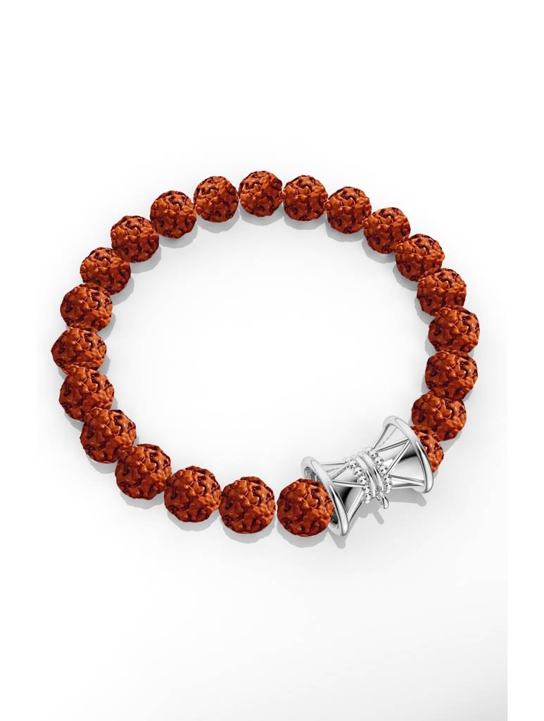925 Sterling Silver Shiv Rudraksh Bracelet For Men : SILMENBR025
