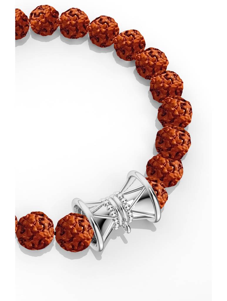 925 Sterling Silver Shiv Rudraksh Bracelet For Men : SILMENBR025