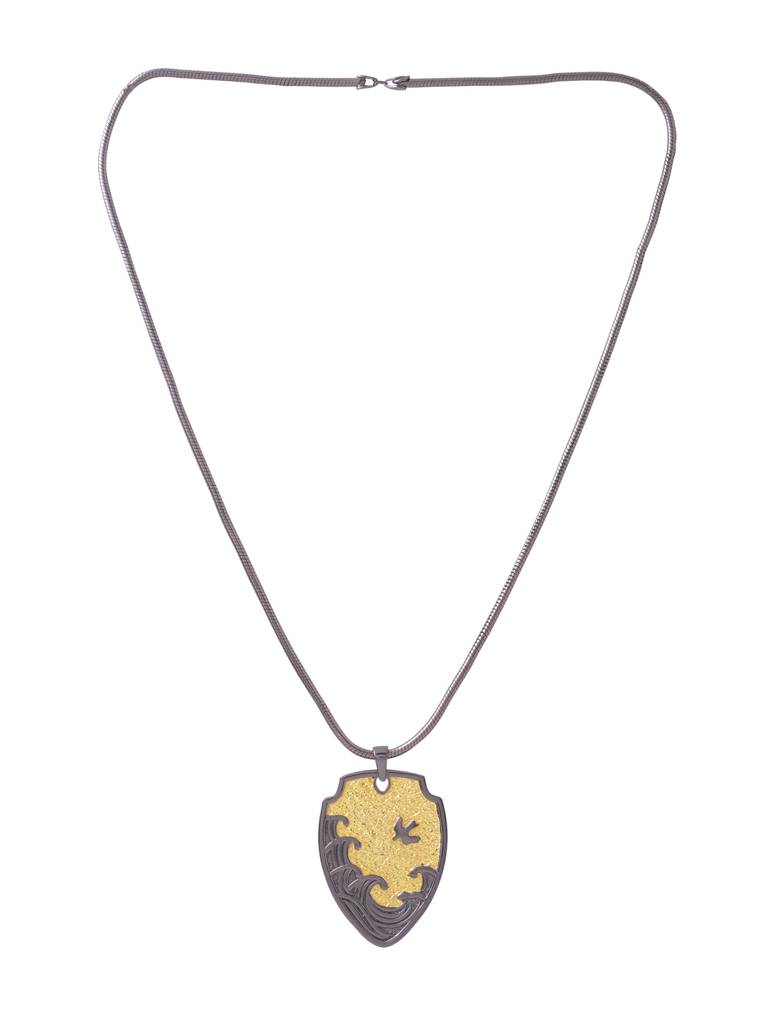 Aerion The Avian Shield Dual Tone Pendant With Chain For Men : SILMENP001