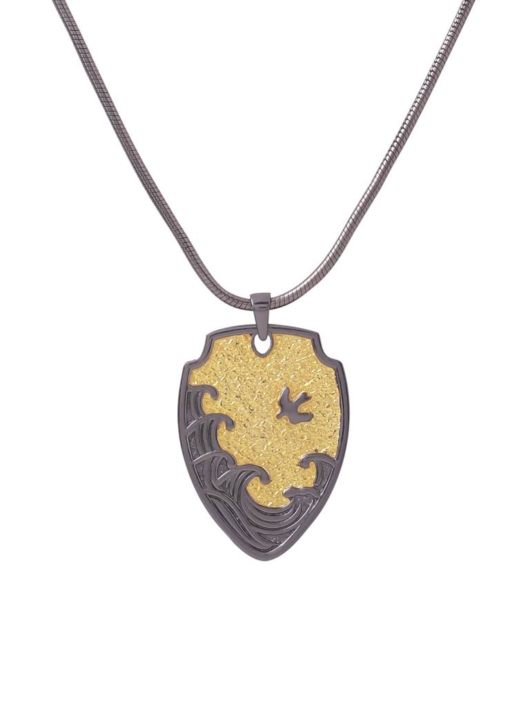Aerion The Avian Shield Dual Tone Pendant With Chain For Men : SILMENP001