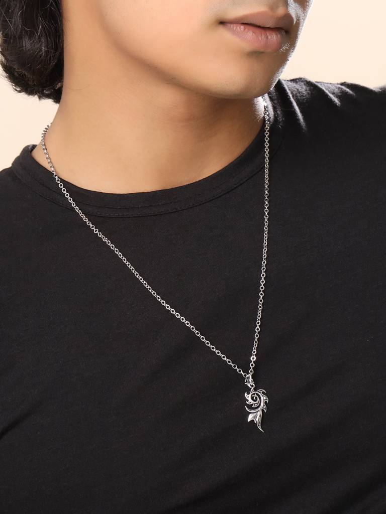 Aetherius: The Celestial Guardian Pendant With Chain For Men : SILMENP004