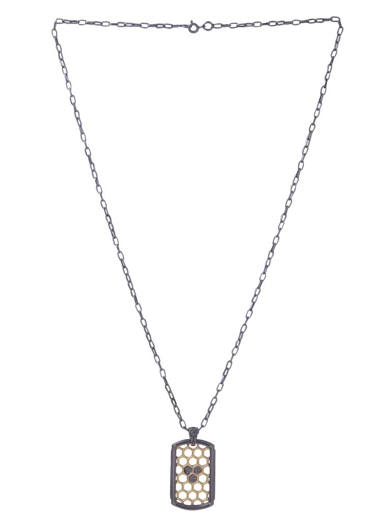 Luminary'S Cipher Gold Pendant With Chain For Men : SILMENP017