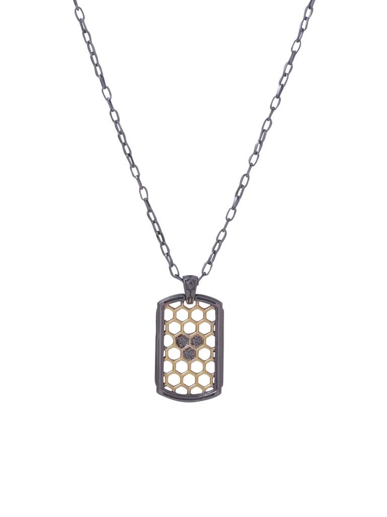 Luminary'S Cipher Gold Pendant With Chain For Men : SILMENP017