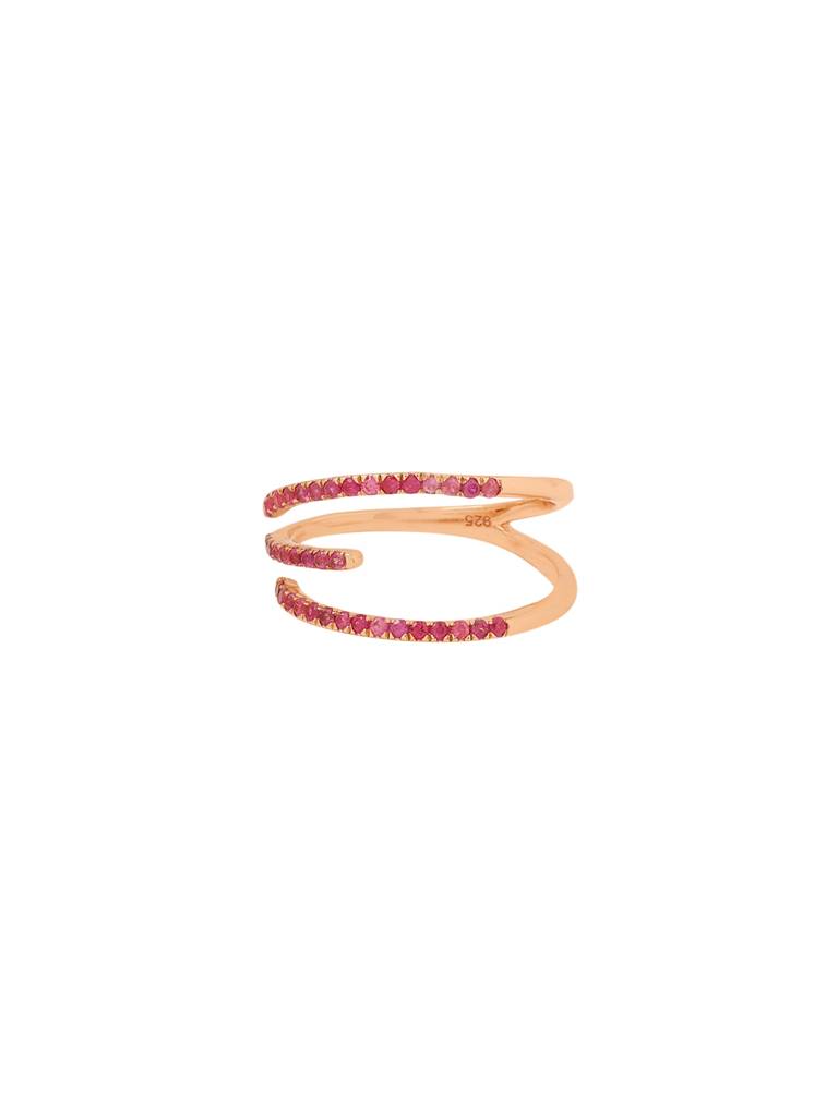 925 Sterling Silver Ruby Stone Studded Numerical 3 Finger Ring : SILNR003_R-5
