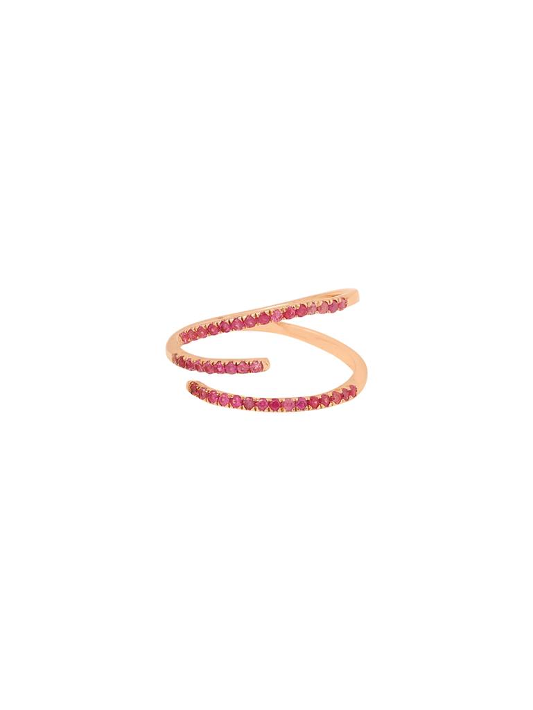 925 Sterling Silver Ruby Stone Studded Numerical 3 Finger Ring : SILNR003_R-5