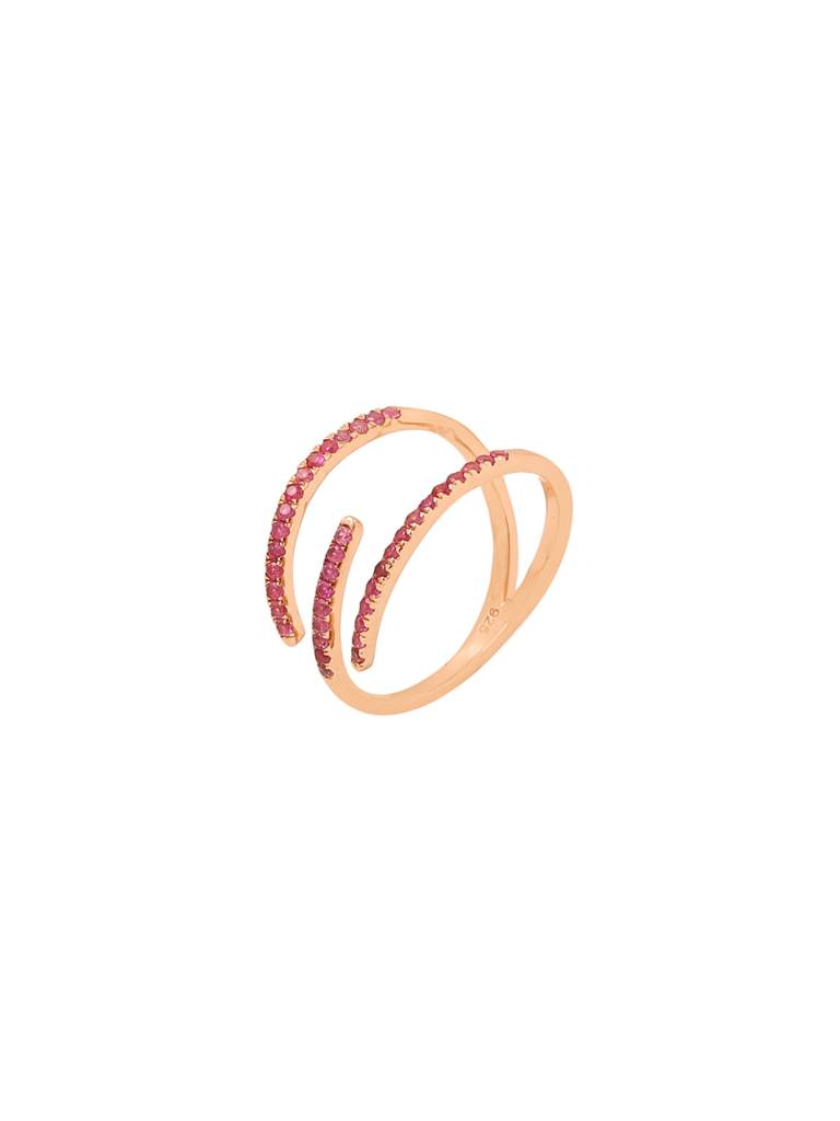 925 Sterling Silver Ruby Stone Studded Numerical 3 Finger Ring : SILNR003_R-5