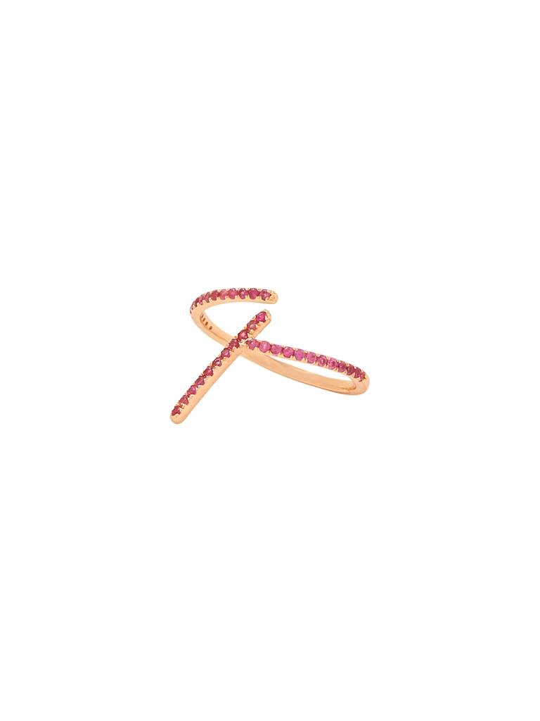 925 Sterling Silver Ruby Studded Numerical 4 Finger Ring : SILNR004_R-5