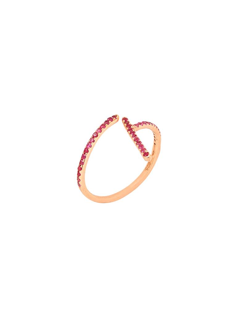 925 Sterling Silver Ruby Studded Numerical 4 Finger Ring : SILNR004_R-5
