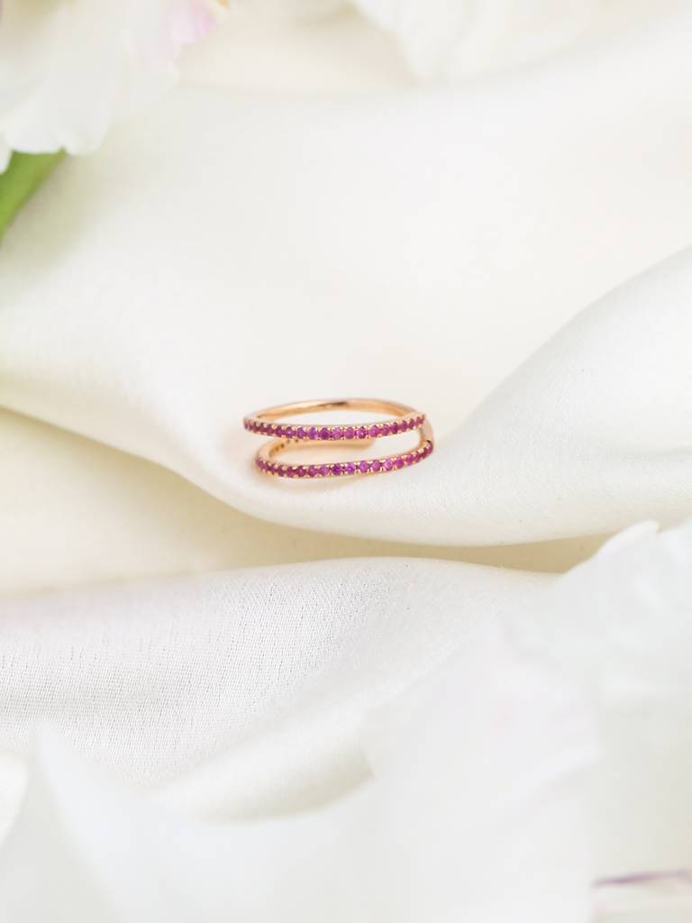 925 Sterling Silver Ruby Studded Numerical 5 Finger Ring For Women : SILNR005_R-5