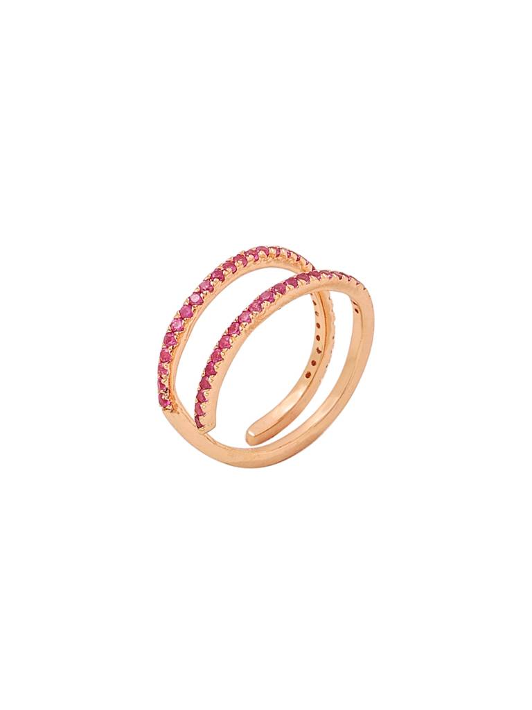 925 Sterling Silver Ruby Studded Numerical 5 Finger Ring For Women : SILNR005_R-5
