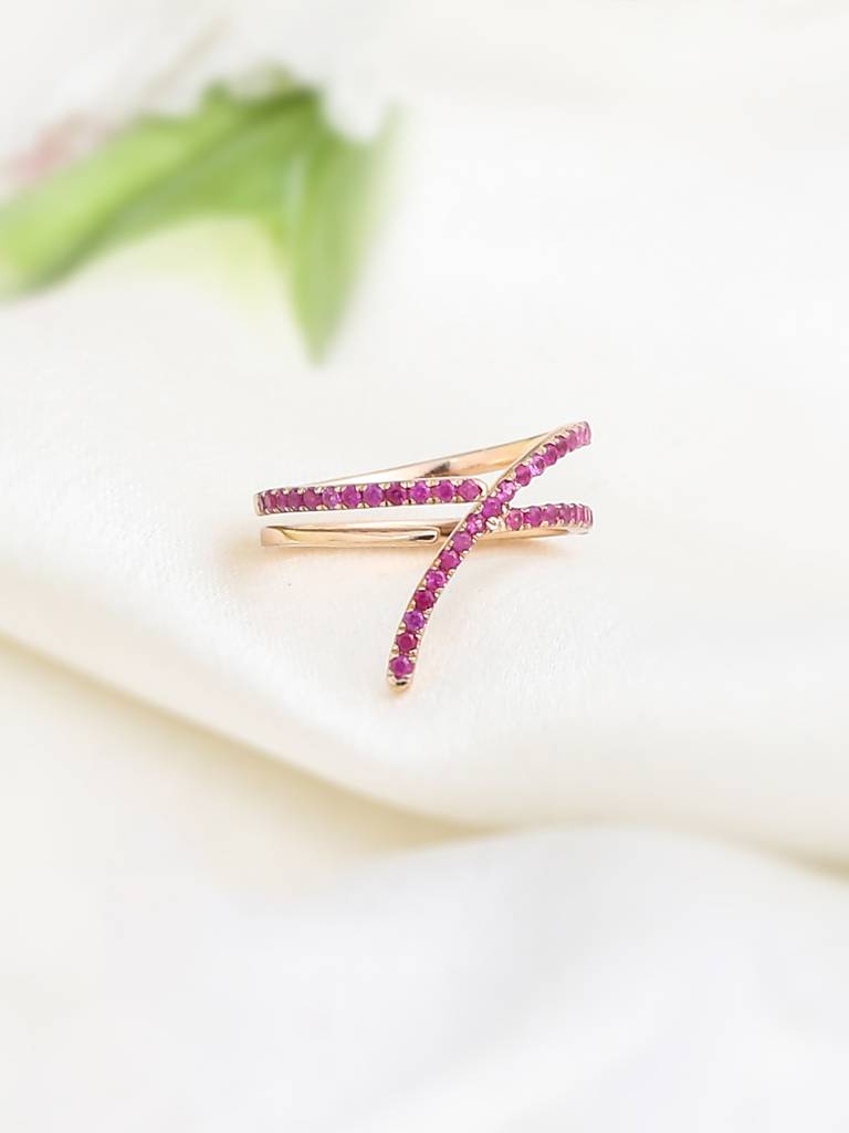 925 Sterling Silver Ruby Studded Numerical 7 Finger Ring For Women : SILNR007_R-5