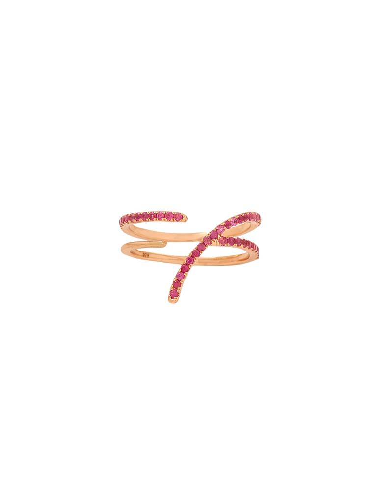 925 Sterling Silver Ruby Studded Numerical 7 Finger Ring For Women : SILNR007_R-5