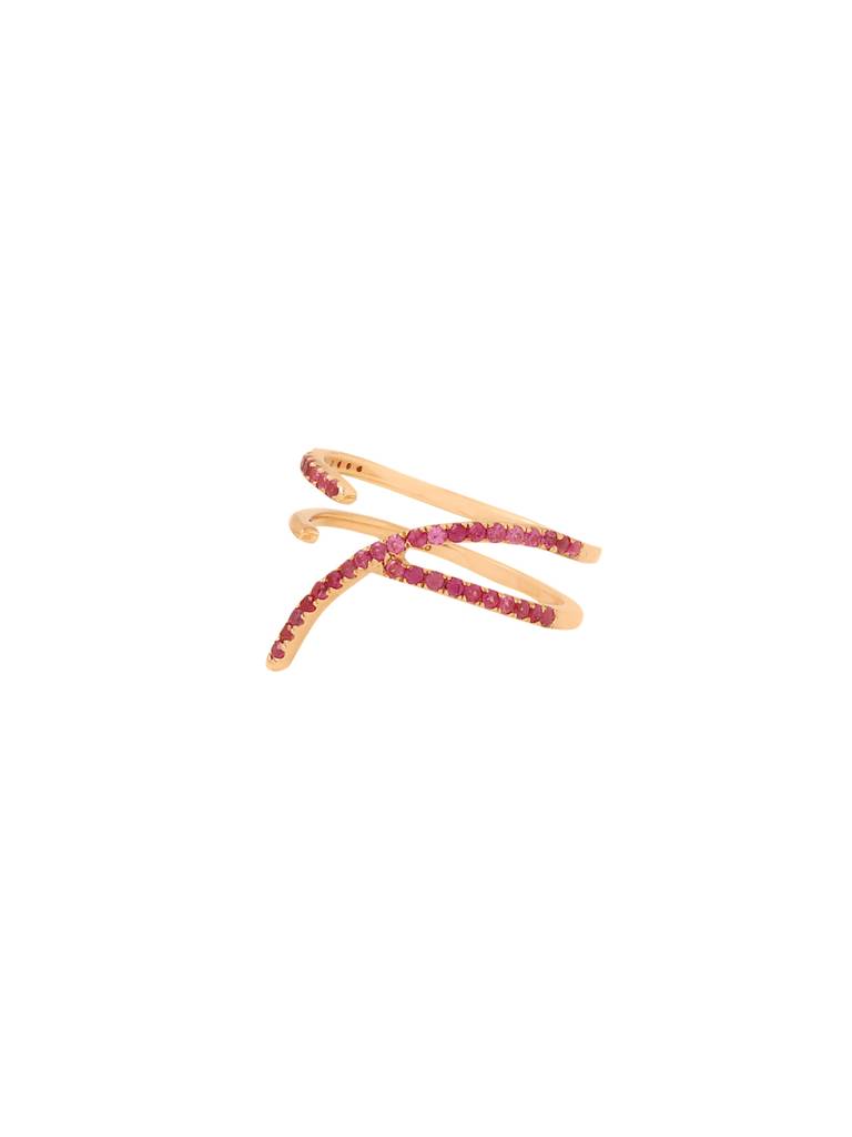 925 Sterling Silver Ruby Studded Numerical 7 Finger Ring For Women : SILNR007_R-5