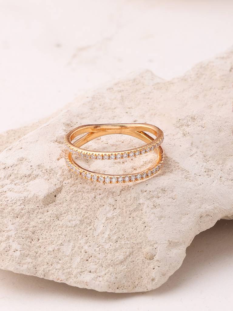 925 Sterling Silver Rose Gold Plated Moissanite Numerical Ring : SILNR008_M-5