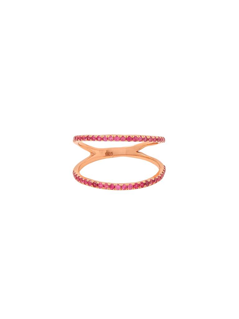 925 Sterling Silver Ruby Studded Numerical 8 Finger Ring : SILNR008_R-5
