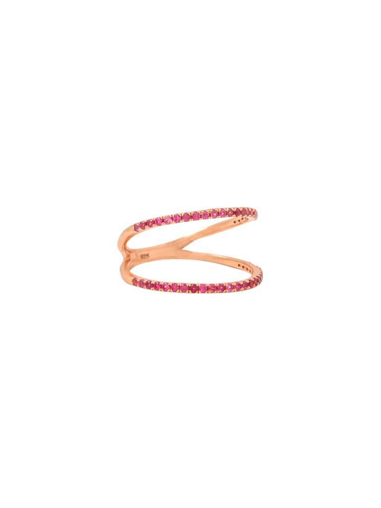 925 Sterling Silver Ruby Studded Numerical 8 Finger Ring : SILNR008_R-5