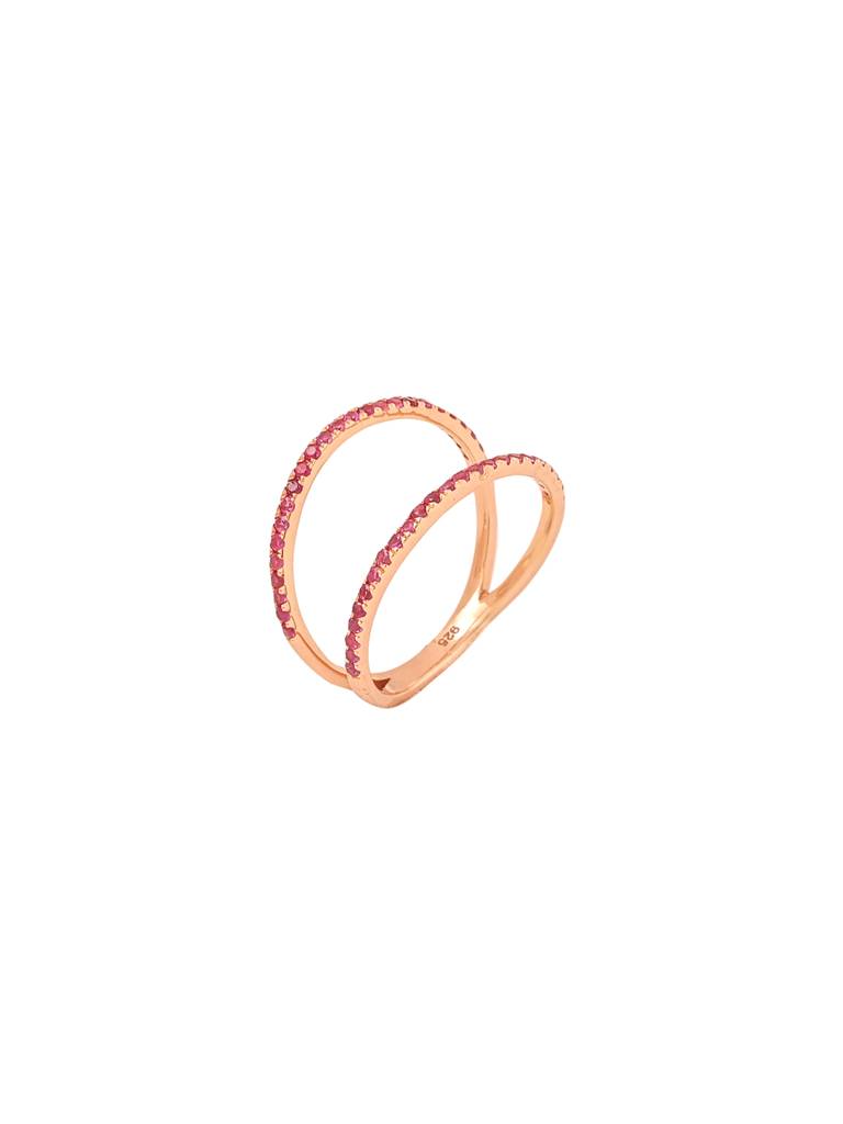 925 Sterling Silver Ruby Studded Numerical 8 Finger Ring : SILNR008_R-5