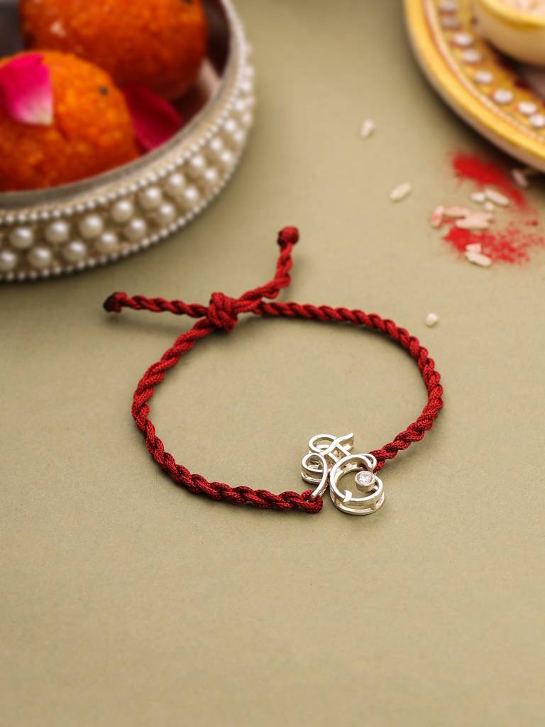 erling Silver Mossanite Shri Ganesh Ji Rakhi Converted To Pendant With Chain For Women : SILRAKCV002
