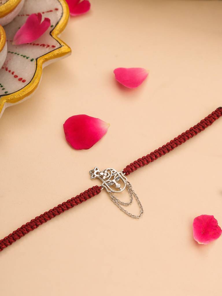 Kicky And Perky 925 Sterling Silver Shri Nath Ji Rakhi For Brother : SILRAK004