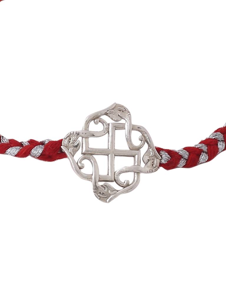 Kicky And Perky 925 Sterling Silver Swastik Rakhi For Brother : SILRAK006