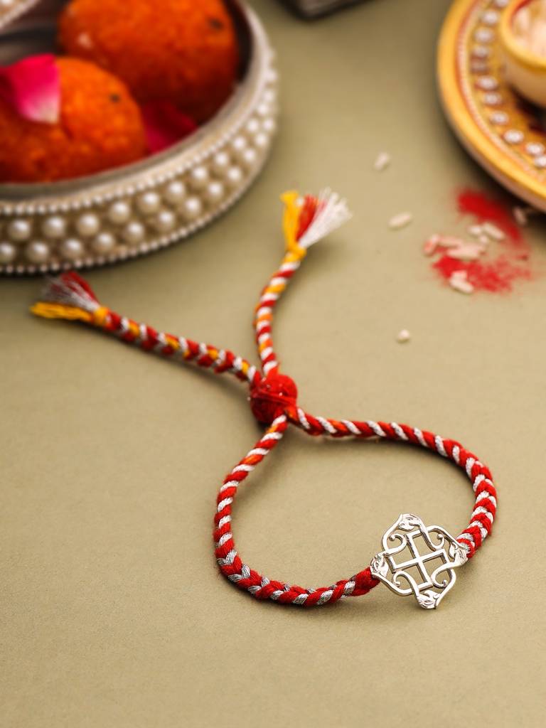 Kicky And Perky 925 Sterling Silver Swastik Rakhi For Brother : SILRAK006