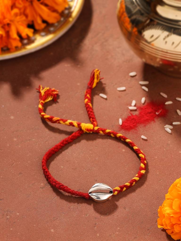 Kicky And Perky 925 Sterling Silver Cowrie Shell Rakhi For Brother : SILRAK008