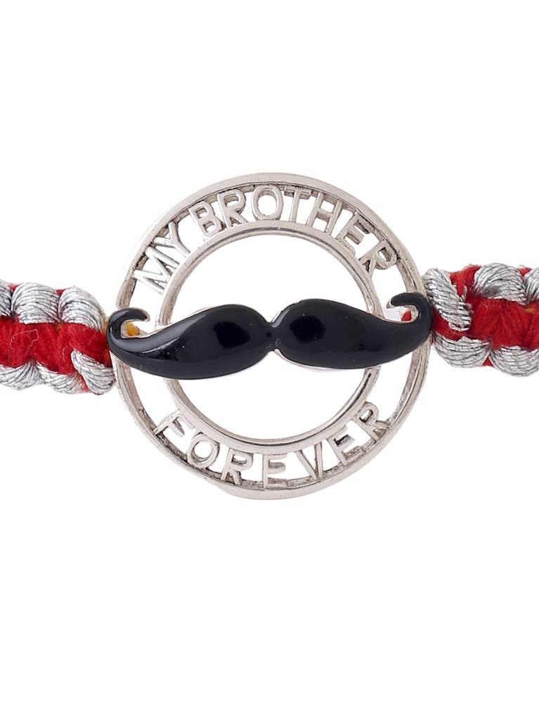 Kicky And Perky 925 Sterling Silver Enamel Moustache Rakhi For Brother : SILRAK010