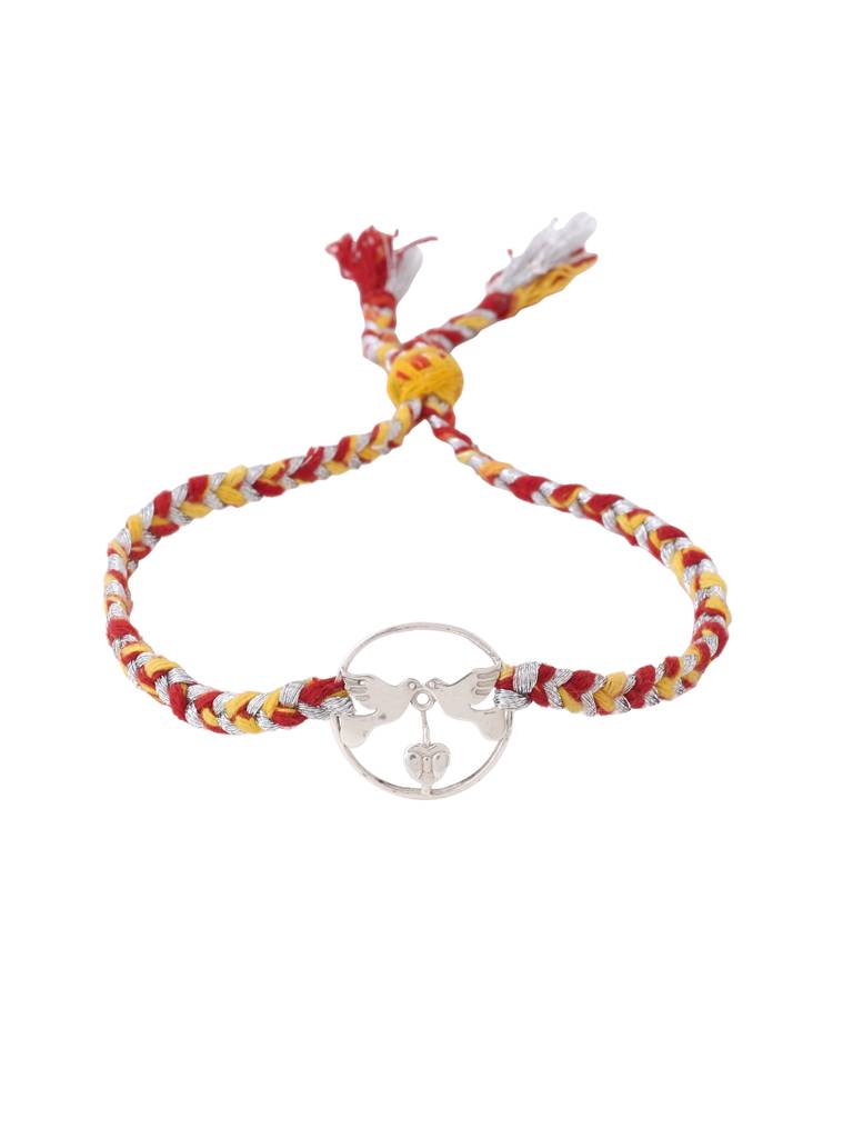 Kicky And Perky 925 Sterling Silver Birds With Heart Rakhi For Brother : SILRAK012