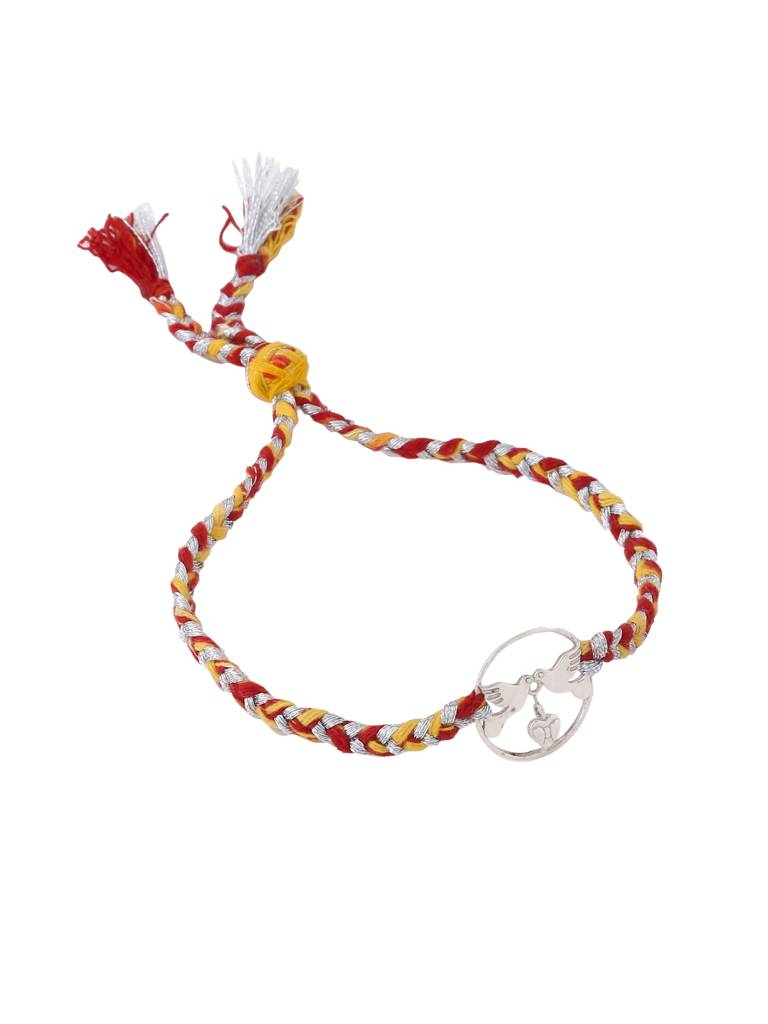 Kicky And Perky 925 Sterling Silver Birds With Heart Rakhi For Brother : SILRAK012