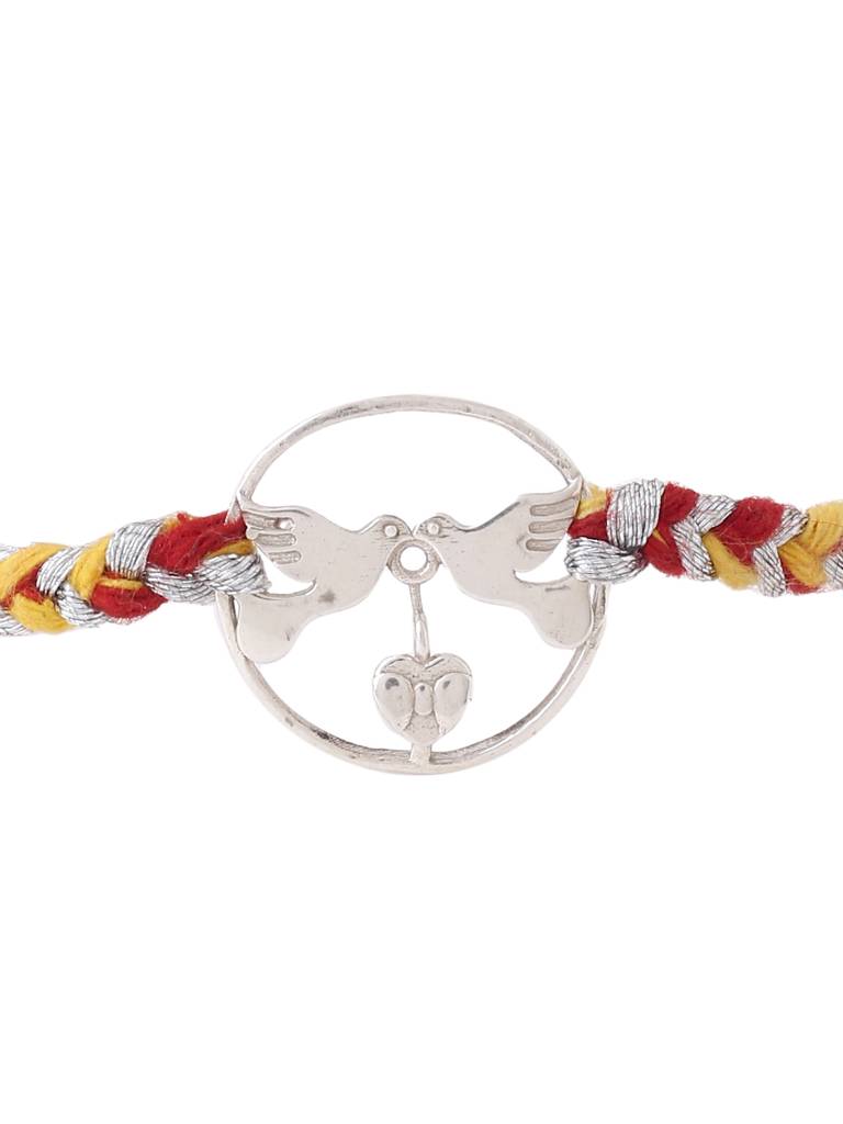 Kicky And Perky 925 Sterling Silver Birds With Heart Rakhi For Brother : SILRAK012