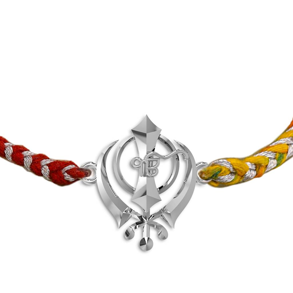 Kicky And Perky 925 Sterling Silver Sikh Symbol Rakhi For Brother : SILRAK022