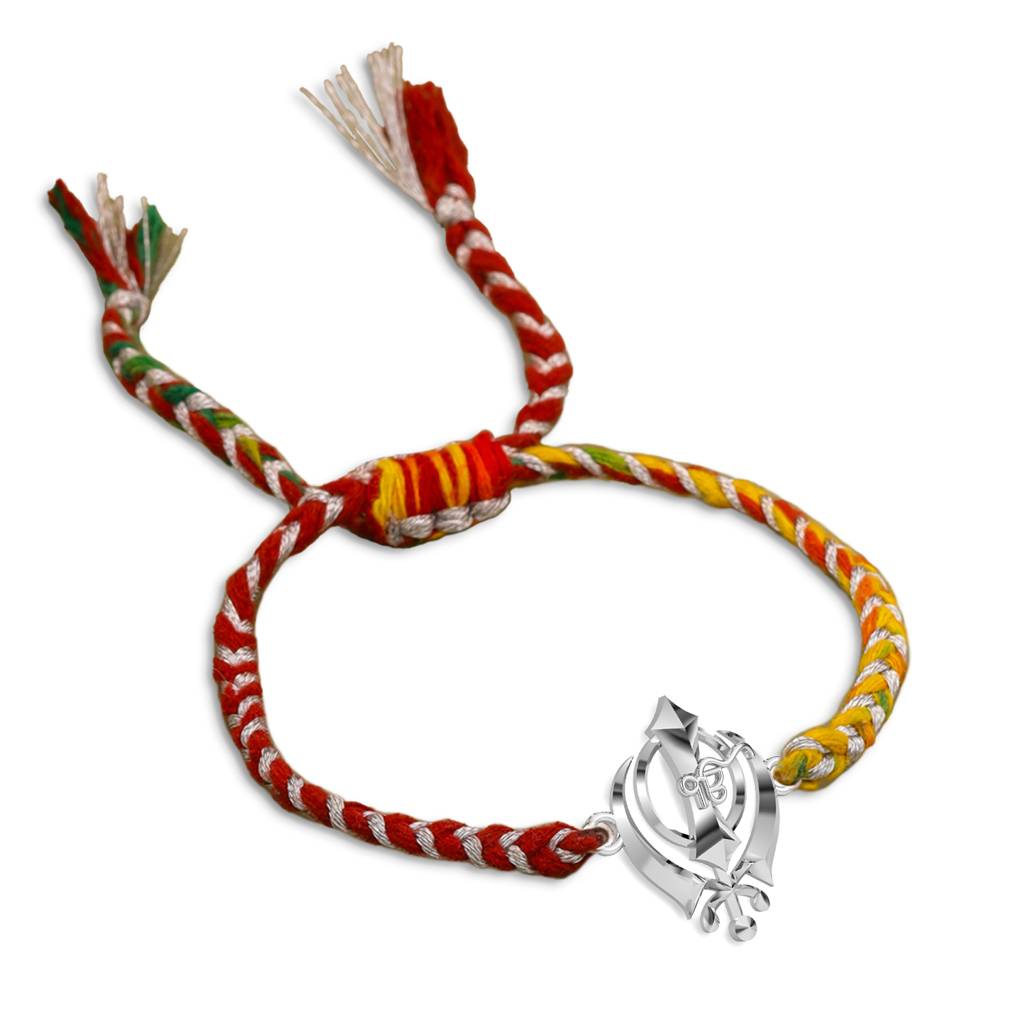 Kicky And Perky 925 Sterling Silver Sikh Symbol Rakhi For Brother : SILRAK022