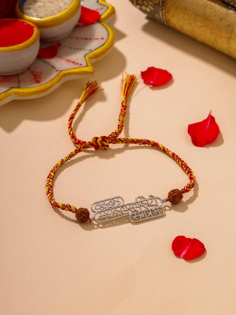 Kicky And Perky 925 Sterling Silver Vakratunda Mahakaya Suryakoti Samaprabha Rakhi For Brother : SILRAK024