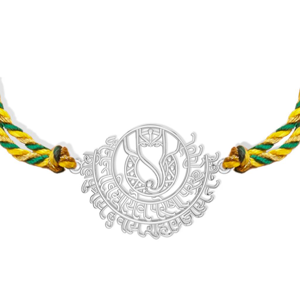 Kicky And Perky 925 Sterling Silver Mantra With Gansha Rakhi For Brother : SILRAK031