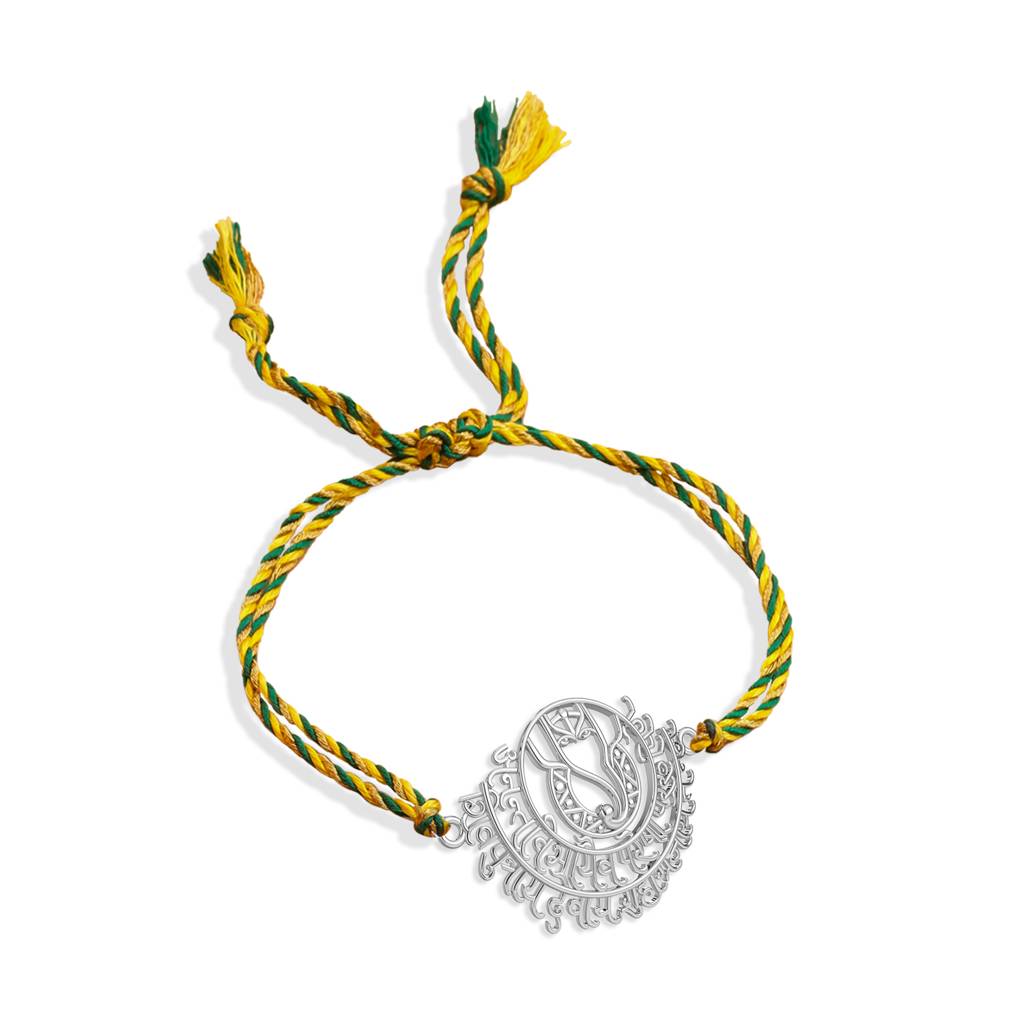 Kicky And Perky 925 Sterling Silver Mantra With Gansha Rakhi For Brother : SILRAK031