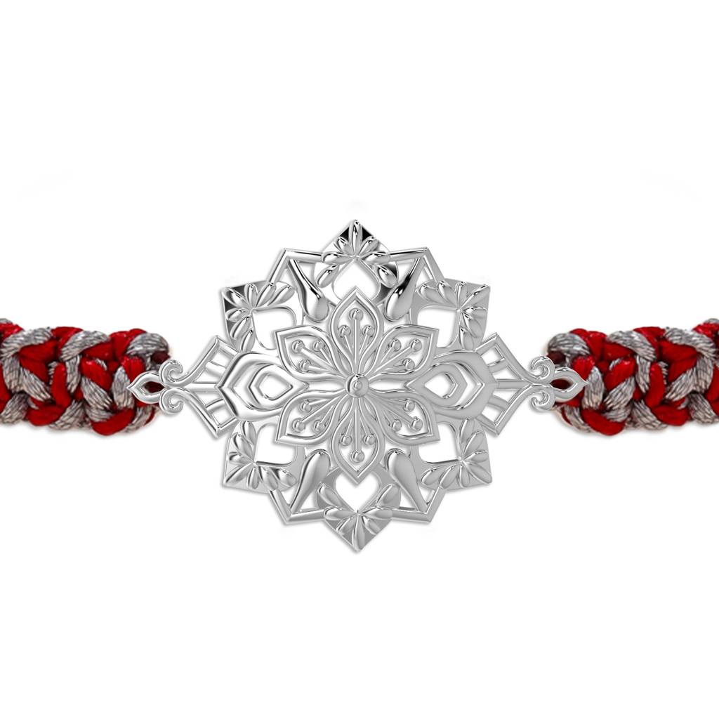 Kicky And Perky 925 Sterling Silver Floral Cutwork Rakhi For Brother : SILRAK033