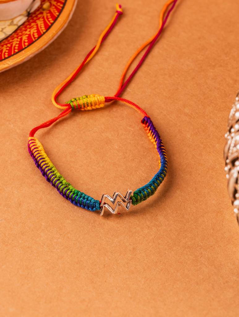 925 Sterling Silver Aquarius Rakhi : SILRAK088